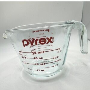 Pyrex 1 Cup 8oz 250ml Glass Measuring Cup Red Lettering USA‎ Microwave Safe